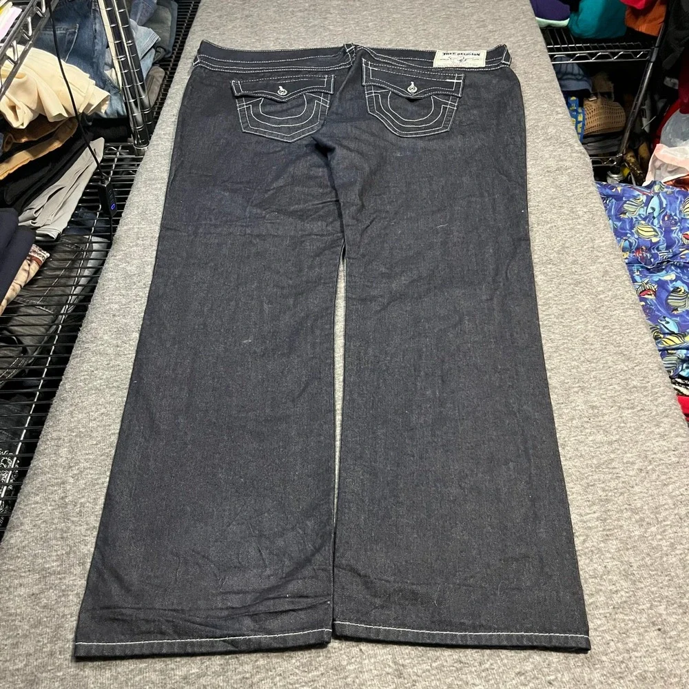 True Religion Section Skinny Jeans Mens 46x35 Indigo Blue Contrast Stitch Denim